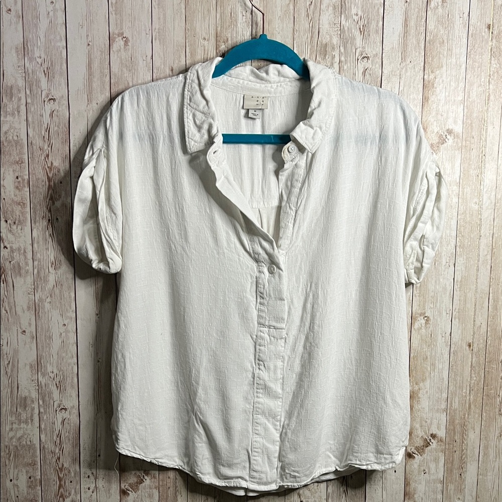 A New Day. White Button-Up Women's Short Sleeve Top